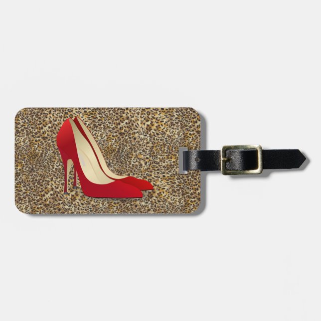red high heel shoes luggage tag (Front Horizontal)