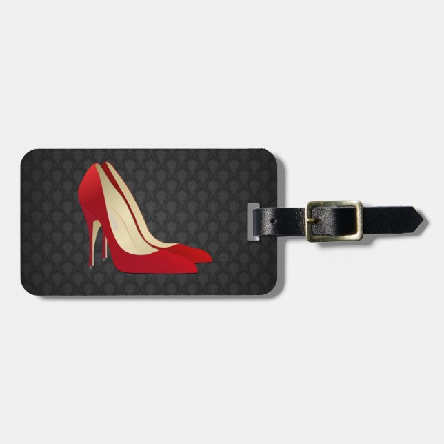 red high heel shoes luggage tag (Front Horizontal)