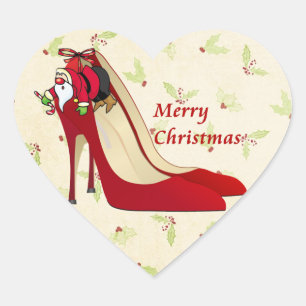 Red High Heel Shoes / Santa Elf Heart Sticker