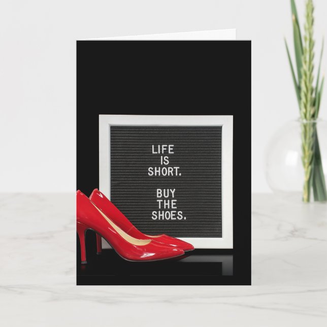 Red high  heel shoes with message board card (Front)