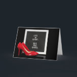 red high heel shoes with quote card<br><div class="desc">fun quote on message board with red high heel shoes for birthday</div>