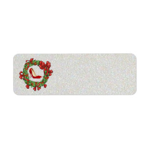 Red High Heel Shoes / Wreath Address Labels