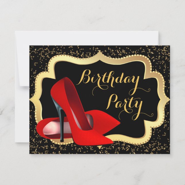 Red High Heels Birthday Party Invitation (Front)