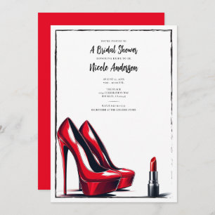 Red High Heels & Lipstick Bridal Shower Invitation