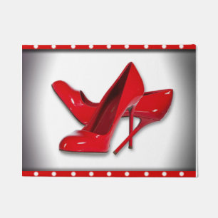 Red High Heels Polka Dots Pattern Doormat