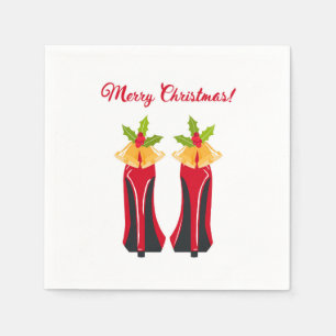 Red High Heels with Christmas Bells Napkin
