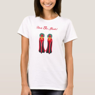 Red High Heels with Christmas Wreaths T-Shirt