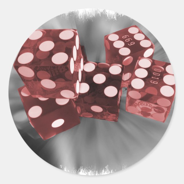 Red High Roller Dice Las Vegas Classic Round Sticker (Front)