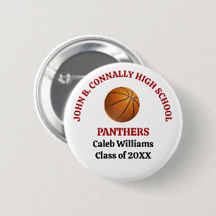 Red High School Basketball Player Personalised 6 Cm Round Badge