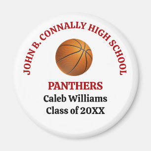 Red High School Basketball Team Custom Magnet