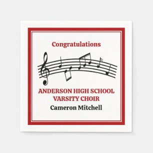 Red High School Choir Custom Party Napkin