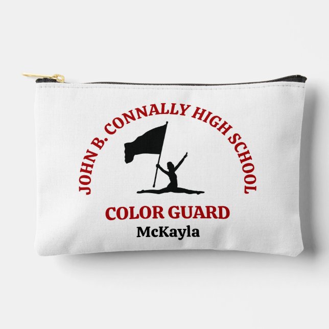 Red High School Colour Guard Personalised Accessory Pouch (Front)