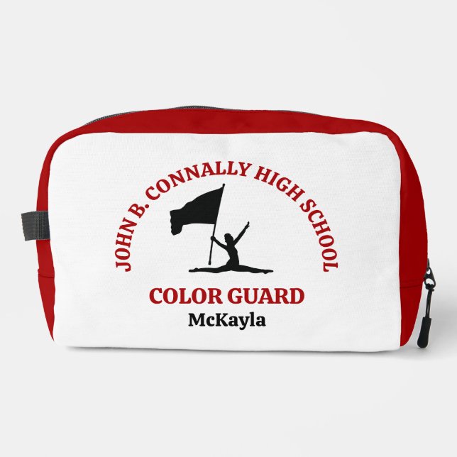 Red High School Colour Guard Personalised Dopp Kit (Front)