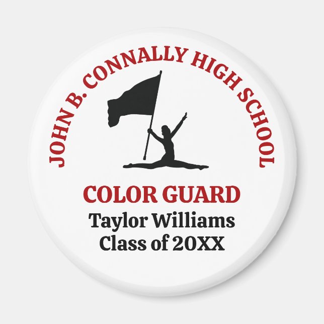 Red High School Colour Guard Personalised Magnet (Front)