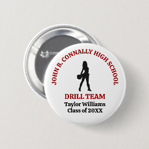 Red High School Drill Team Dancer Personalised 6 Cm Round Badge