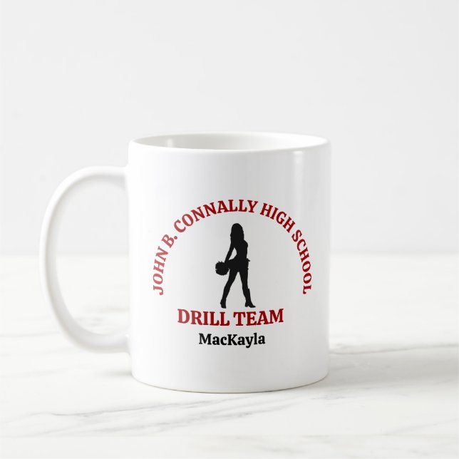 Red High School Drill Team Dancer Personalised Coffee Mug (Left)