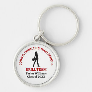 Red High School Drill Team Dancer Personalised Key Ring
