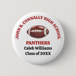 Red High School Football Team Customised 6 Cm Round Badge