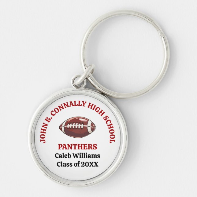 Red High School Football Team Personalised Key Ring (Front)