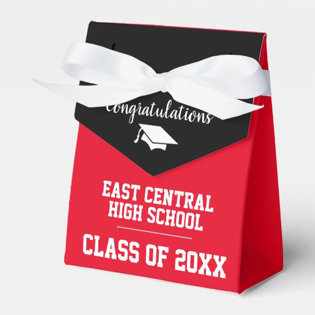 Red High School Graduation Party Favour Box (Front Side)