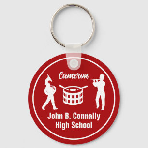 Red High School Marching Band Personalized Key Ring