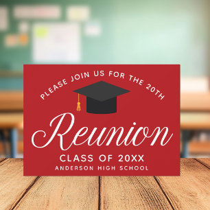 Red High School Reunion Custom Party Invitation