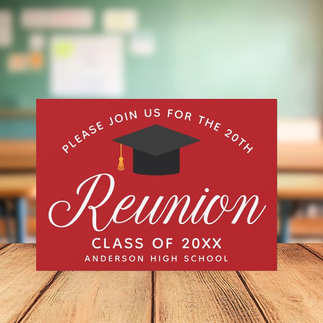 Red High School Reunion Custom Party Invitation (Creator Uploaded)