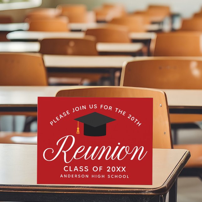 Red High School Reunion Custom Party Postcard (Creator Uploaded)