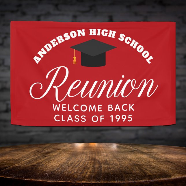 Red High School Reunion Custom Welcome Banner (Creator Uploaded)