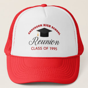 Red High School Reunion Party Custom Alumni Trucker Hat