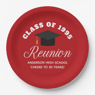 Red High School Reunion Personalised Party Paper Plate