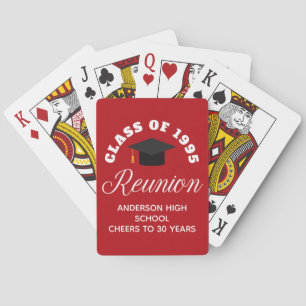 Red High School Reunion Personalised Party Playing Cards