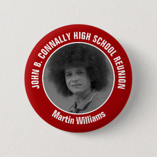 Red High School Reunion Yearbook Photo 6 Cm Round Badge