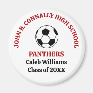Red High School Soccer Team Personalised Magnet