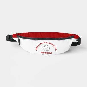 Red High School Volleyball Player Personalised Bum Bags