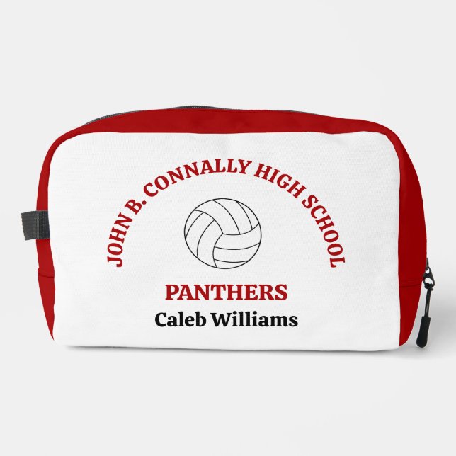 Red High School Volleyball Player Personalised Dopp Kit (Front)