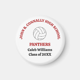 Red High School Volleyball Player Personalised Magnet