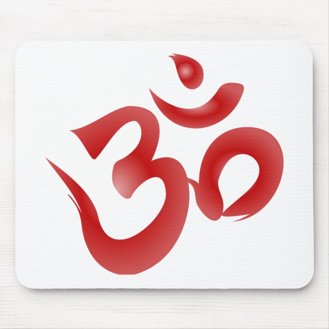 Red Hindu Symbol Om Aum Devanagari Calligraphy Mouse Pad (Front)