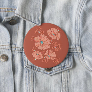 Red Hippie Abstract Flower Power 10 Cm Round Badge