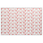 Red Hipster Geek Glasses Fabric