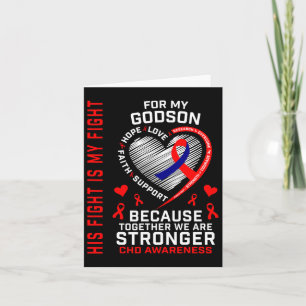 Red His Fight Is My Fight Godson Chd Awareness Hea Card