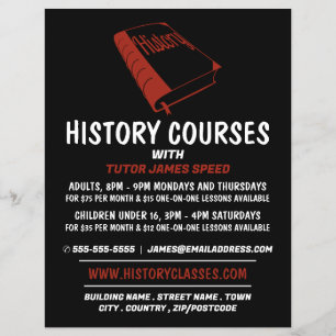 Red History Book, History Course Advertising Flyer