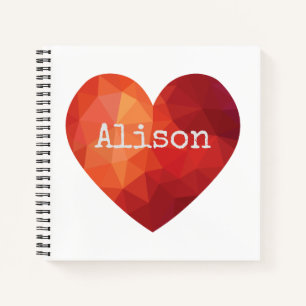 Red hitech heart notebook
