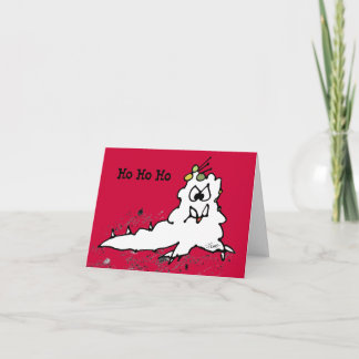 Red Ho Ho Ho Cartoon Slug Escargot Christmas Card