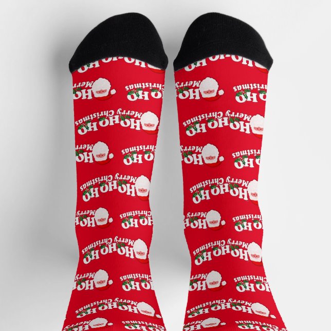 Red ho ho ho santa Christmas  Socks (Top)