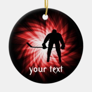 Red Hockey Ceramic Tree Decoration