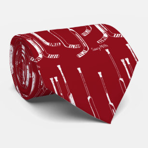 Red Hockey Goalie Sticks Tie