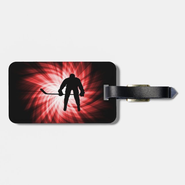 Red Hockey Luggage Tag (Back Horizontal)