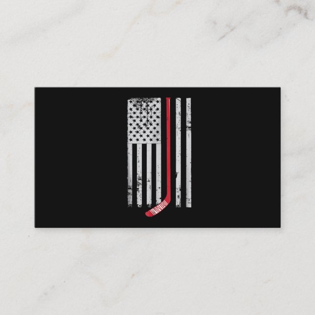 Red Hockey Stick American Flag USA Hockey Business Card (Front)