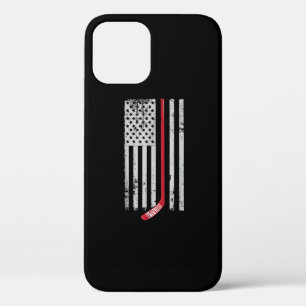 Red Hockey Stick American Flag USA Hockey iPhone 12 Pro Case